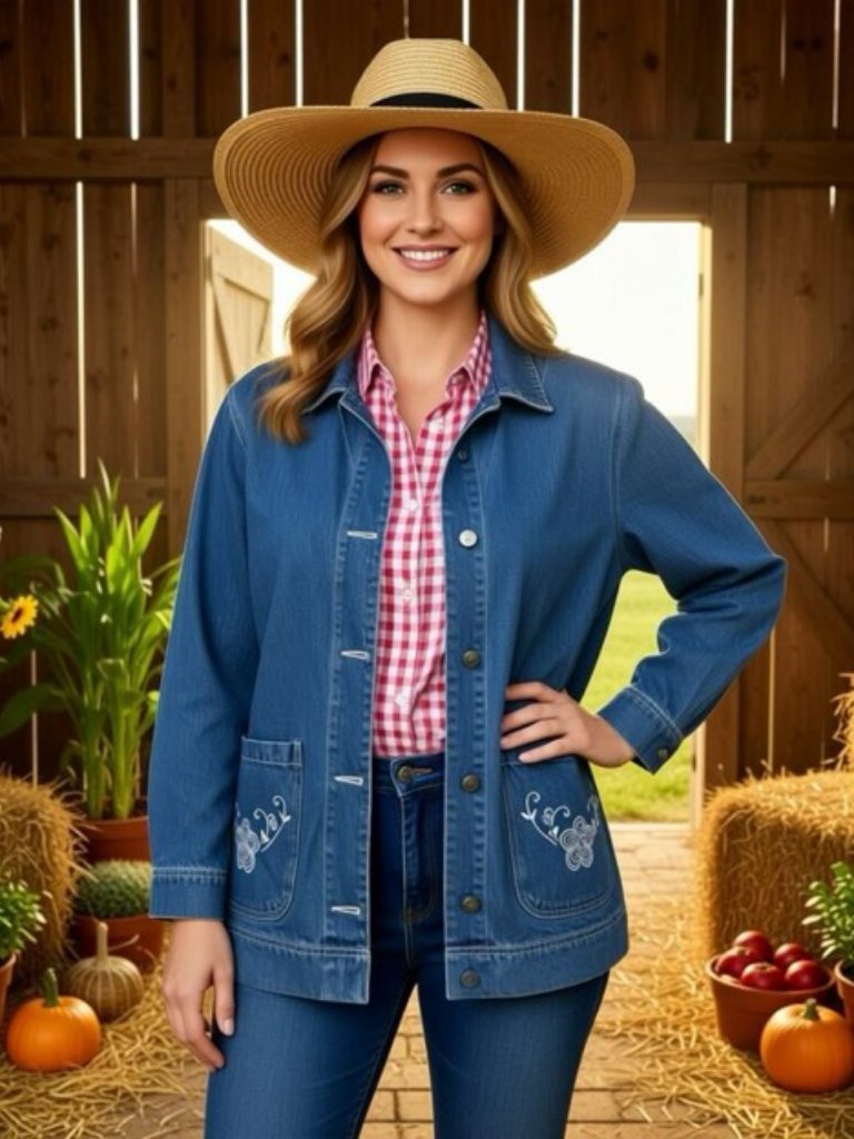 Vintage Tudor Court By Haband Y2k Blue Denim Shirt Jacket Countrycore